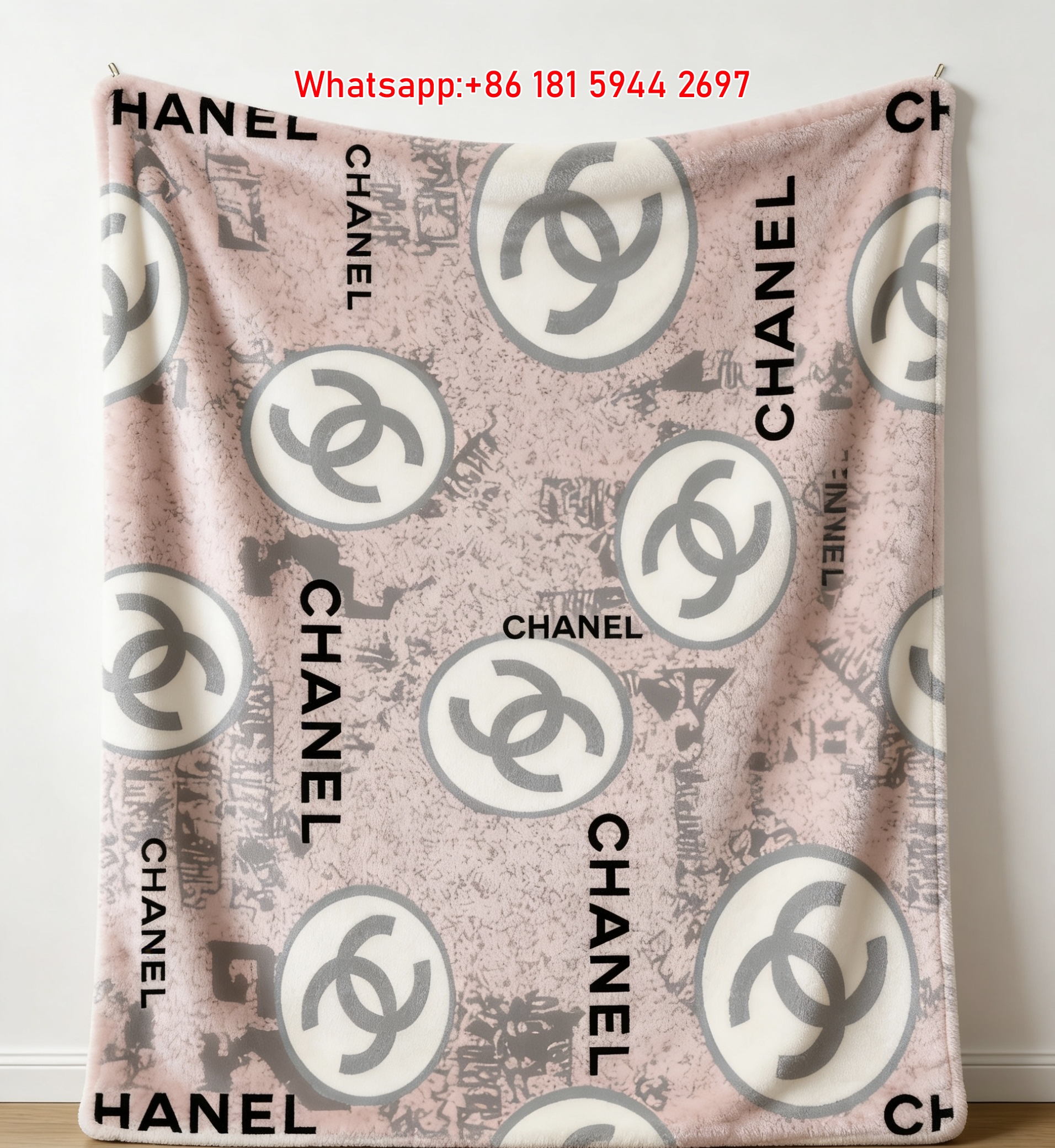 Chanel Light Pink CC Monogram Flannel Throw Blanket IMG_7073